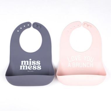 Bella Tunno&trade; 2-Piece Miss Mess/Brunch Wonder Bib Set in Purple/Pink. View a larger version of this product image.