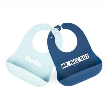 Bella Tunno&trade; 2-Piece Nice Guy/Dude Wonder Bib Set in Navy/Turquoise. View a larger version of this product image.