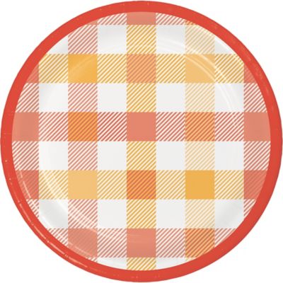 H for Happy&trade; 18-Count Fall Leaves and Gingham Lunch Plates