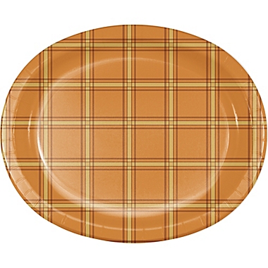 Bee & Willow&trade;10-Pack Thankful Pumpkin Oval Plates. View a larger version of this product image.