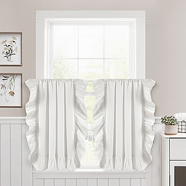 Lush Decor Linen Ruffle Kitchen Window Curtain Tier Pair. View a larger version of this product image.