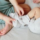 Alternate image 2 for goumi Size 0-3M 2-Piece Organic Cotton Mitts and Booties Set in Grey/Navy