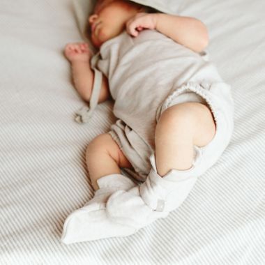 goumi Size 0-3M 2-Piece Organic Cotton Mitts and Booties Set in Grey/Navy. View a larger version of this product image.