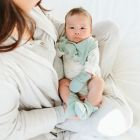 Alternate image 1 for goumi 0-12M 2-Pack Reversible Organic Cotton Bibs in Green/Grey