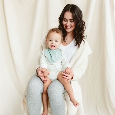 goumi 0-12M 2-Pack Reversible Organic Cotton Bibs in Green/Grey. View a larger version of this product image.