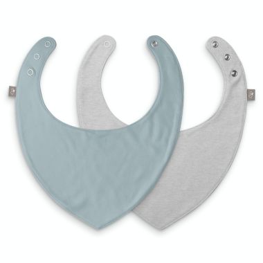 goumi 0-12M 2-Pack Reversible Organic Cotton Bibs in Green/Grey. View a larger version of this product image.