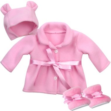 Sophia&#39;s by Teamson Kids 3-Piece Fleece Coat Doll Clothing Set in Pink. View a larger version of this product image.