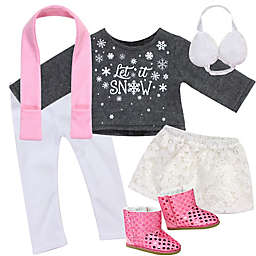 Sophia's by Teamson Kids 6-Piece "Let It Snow" Doll Clothing Set in Pink/Grey