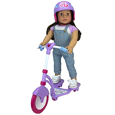 Sophia&#39;s by Teamson Kids Mini Scooter and Helmet Doll Playset in Blue/Pink. View a larger version of this product image.