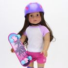 Alternate image 1 for Sophia&#39;s by Teamson Kids Skateboard, Helmet and Knee Pads Doll Playset in Pink/Blue