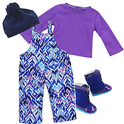 Sophia's by Teamson Kids 4-Piece Ikat Snow Overalls Doll Clothing Set in Blue/Purple
