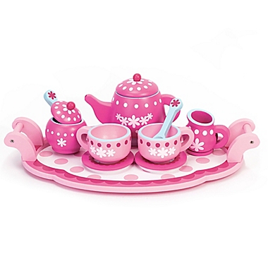 Sophia&#39;s by Teamson Kids 10-Piece Wooden Tea Playset in Pink. View a larger version of this product image.