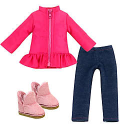 Sophia's by Teamson Kids 3-Piece Doll Coat, Pant, and Shoe Set in Hot Pink