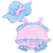 Sophia&#39;s by Teamson Kids 2-Piece Gingham Doll Romper and Hat Set