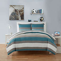 Tahari Home Kids Bray Stripe 3-Piece Full/Queen Comforter Set in Blue