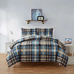 Tahari Home Kids Kitt Plaid 2-Piece Twin Comforter Set in Blue/Tan