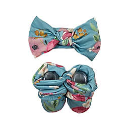 Toby™ Fairy 2-Piece Watercolor Floral Headband and Booties Set in Blue