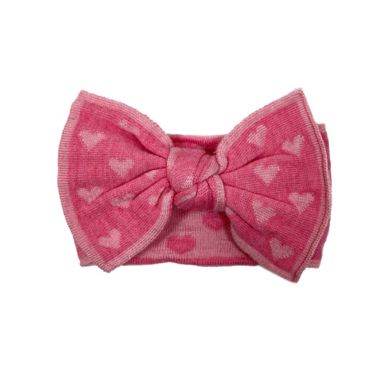 NYGB&trade; Heart Print Reversible Bow Headband in Pink. View a larger version of this product image.