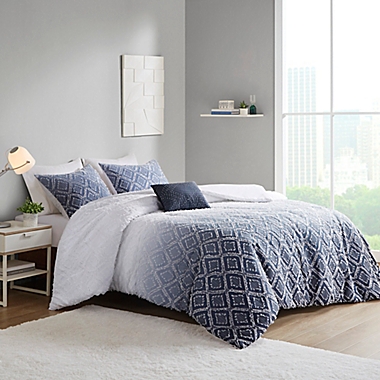 Intelligent Design Ava Ombre Printed Clipped Jacquard Duvet Cover Set. View a larger version of this product image.