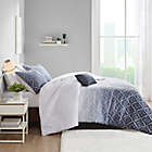 Alternate image 2 for Intelligent Design Ava 4-Piece Ombre Printed Clipped Jacquard Full/Queen Comforter Set in Navy
