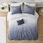 Alternate image 3 for Intelligent Design Ava 4-Piece Ombre Printed Clipped Jacquard Full/Queen Comforter Set in Navy