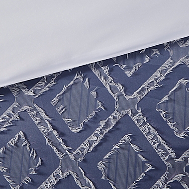 Intelligent Design Ava 4-Piece Ombre Printed Clipped Jacquard Full/Queen Comforter Set in Navy. View a larger version of this product image.