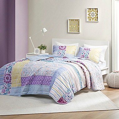 Intelligent Design Emmaline 2-Piece Reversible Twin/Twin XL Coverlet Set in Blue/Purple. View a larger version of this product image.