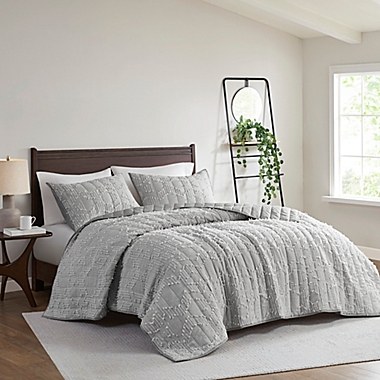 INK+IVY II Tulay Cotton Gauze 3-Piece Full/Queen Coverlet Set in Grey. View a larger version of this product image.