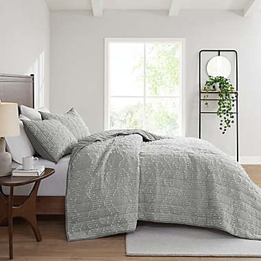INK+IVY II Tulay Cotton Gauze 3-Piece Full/Queen Coverlet Set in Grey. View a larger version of this product image.
