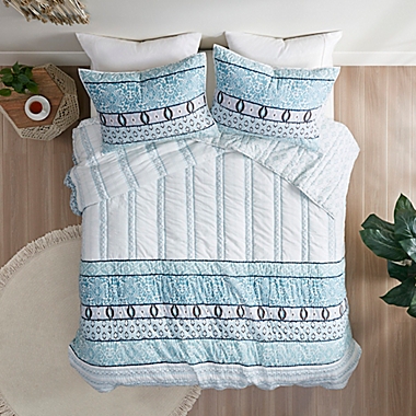 Madison Park&reg; Kamila 3-Piece Reversible Full/Queen Coverlet Set in Blue. View a larger version of this product image.