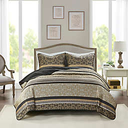 Madison Park® Paige 3-Piece Reversible Full/Queen Coverlet Set in Black/Gold