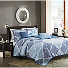 Alternate image 1 for Madison Park&reg; Claire 6-Piece Reversible Full/Queen Coverlet Set in Blue