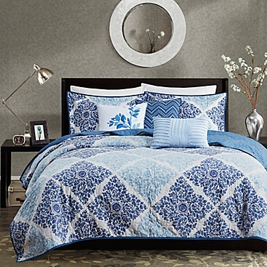 Madison Park&reg; Claire 6-Piece Reversible King/California King Coverlet Set in Blue. View a larger version of this product image.