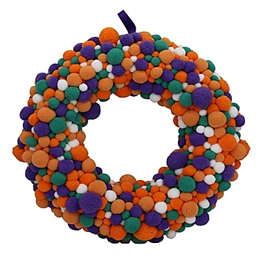 H for Happy&trade; 18-Inch Halloween/Harvest Pom Pom Wreath. View a larger version of this product image.
