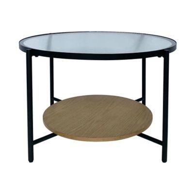 Studio 3B&trade; Round Glass Top Coffee Table in Black/Natural