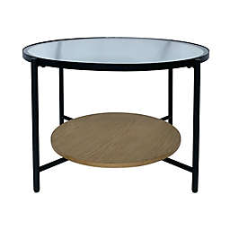 Studio 3B™ Round Glass Top Coffee Table in Black/Natural