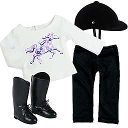 Sophia's by Teamson Kids 4-Piece Horseback Riding Doll Outfit Set in White/Black