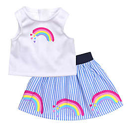 Sophia's by Teamson Kid 2-Piece Rainbow Stripe Doll Skirt and Tank Set