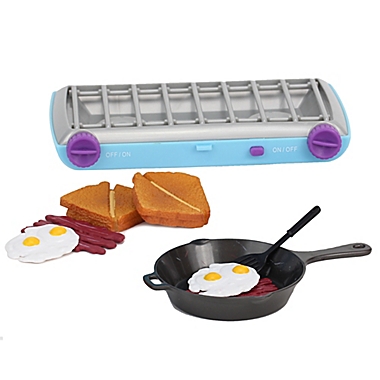 Sophia&#39;s by Teamson Kids 9-Piece Doll Camp Stove and Breakfast Food Playset in Light Blue. View a larger version of this product image.