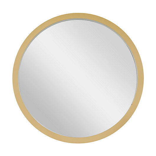 Round Wood Contemporary Wall Mirror, 24 Inch Round Mirror With Gold Frame