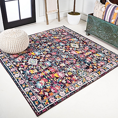Persian Boho Floral Purple/Multi 5&#39;3" SQUARE Rug. View a larger version of this product image.