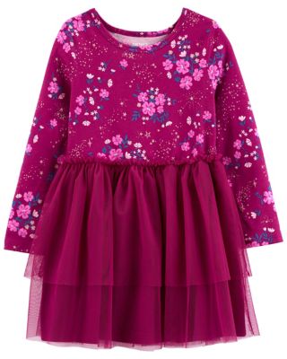 carter&#39;s&reg; Size 3T Floral Jersey Tutu Dress in Burgundy