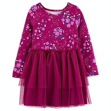 carter&#39;s&reg; Size 3T Floral Jersey Tutu Dress in Burgundy. View a larger version of this product image.