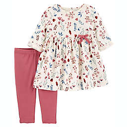 carter's® Size 12M 2-Piece Floral Dress and Legging Set in Ivory/Pink