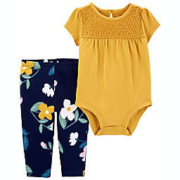 carter's® 2-Piece Eyelet Bodysuit and Pant Set in Mustard/Blue