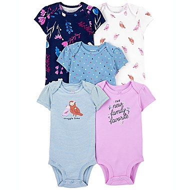 carter&#39;s&reg; Size 18M 5-Pack Family Favorite Short Sleeve Bodysuits in White. View a larger version of this product image.