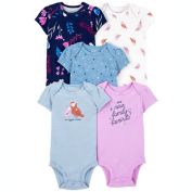 carter's&reg; 5-Pack Family Favorite Short Sleeve Bodysuits in White