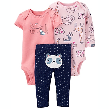 carter&#39;s&reg; Size 12M 3-Piece Panda Bodysuits and Pant Outfit Set in Purple/Blue. View a larger version of this product image.