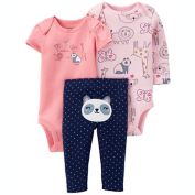 carter's&reg; 3-Piece Panda Bodysuits and Pant Outfit Set in Purple/Blue