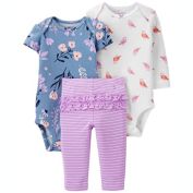 carter's&reg; 3-Piece Owl Bodysuits and Pant Outfit Set in Purple/Blue
